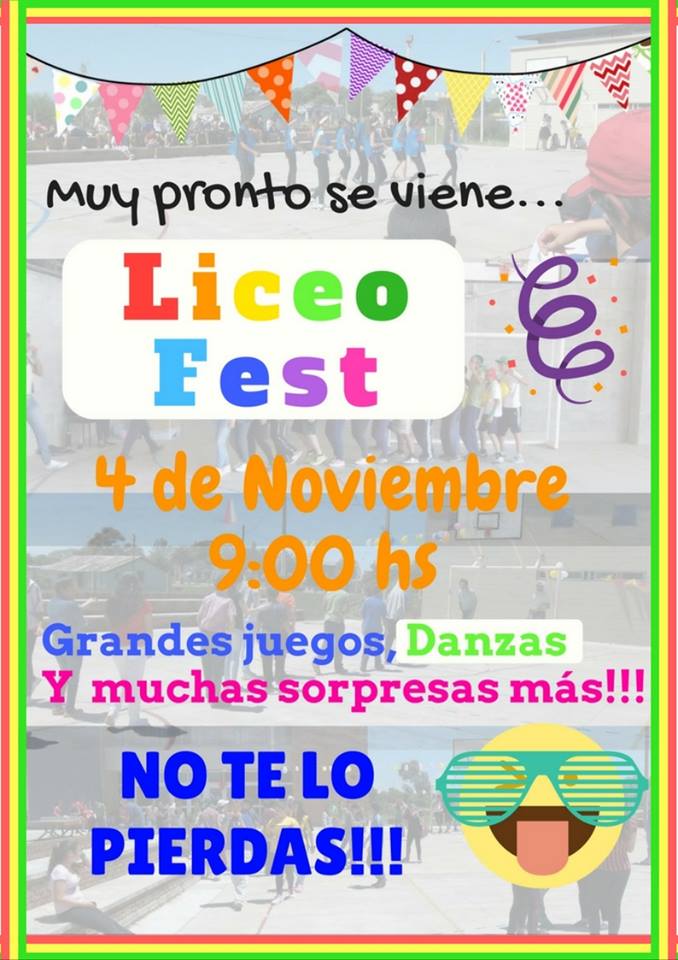 26.10.2016 Este 4 de noviembre se celebrará la «Liceo Fest»