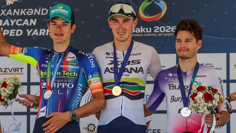 El ciclista uruguayo Eric Fagúndez hizo podio en el Tour de Azerbaiyán y está cuarto en la general; mirá el video